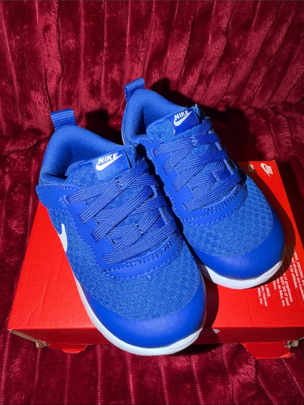 Nike Kids Royal Blue Athletic Sneakers with White Swoosh